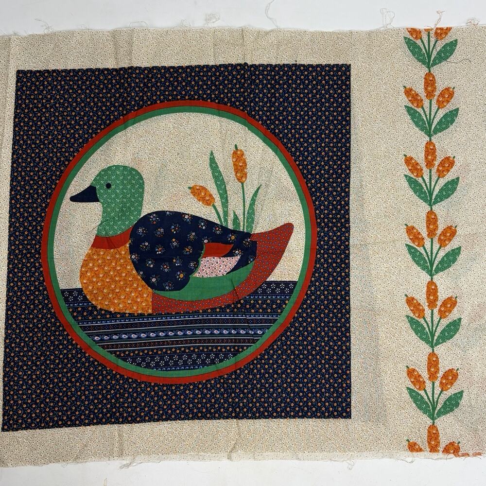 Vintage Cranston Calico Duck Pillow Panel 17" x 44" Cut & Sew Grandma Core